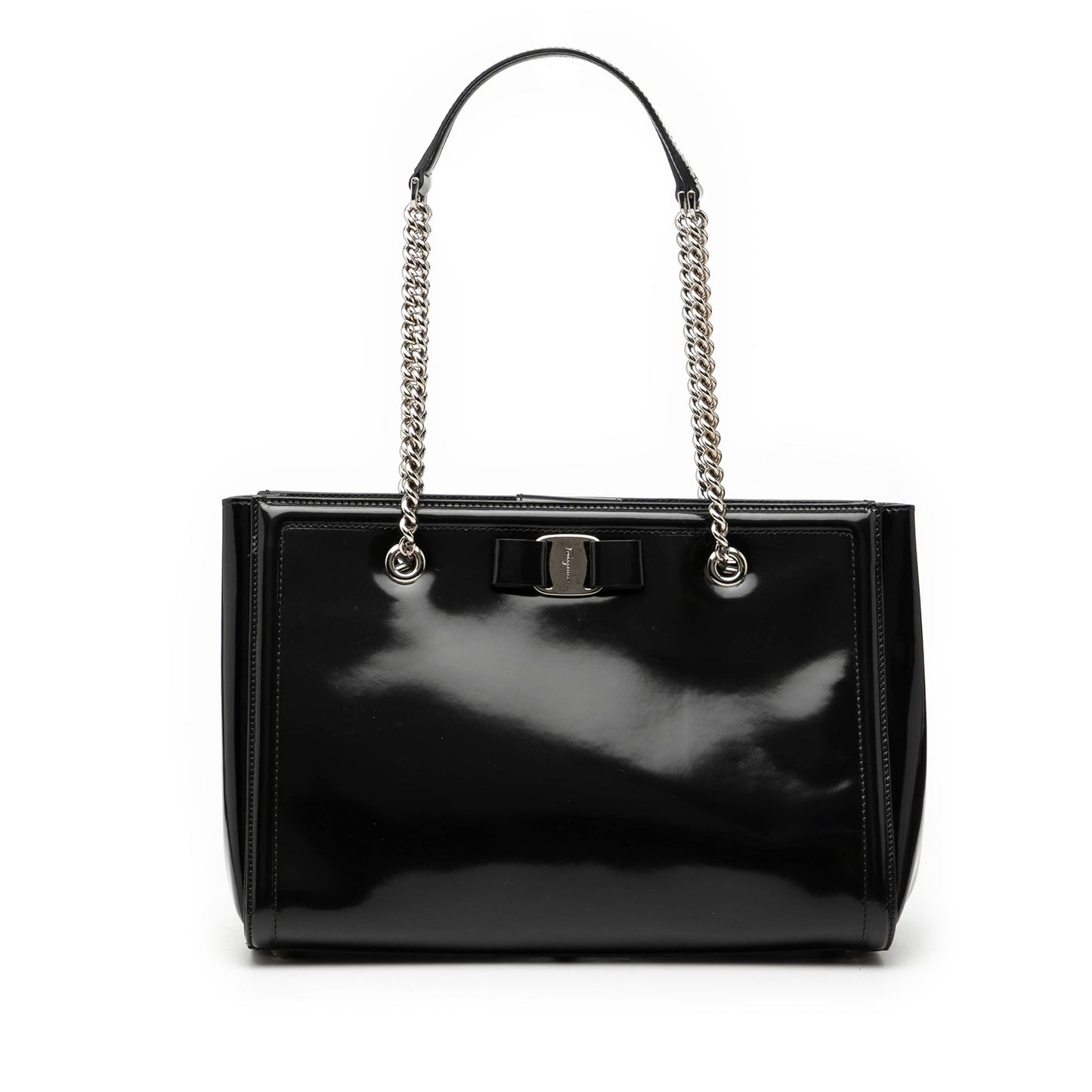 Ferragamo Smooth Calfskin Vara Bow Chain Tote