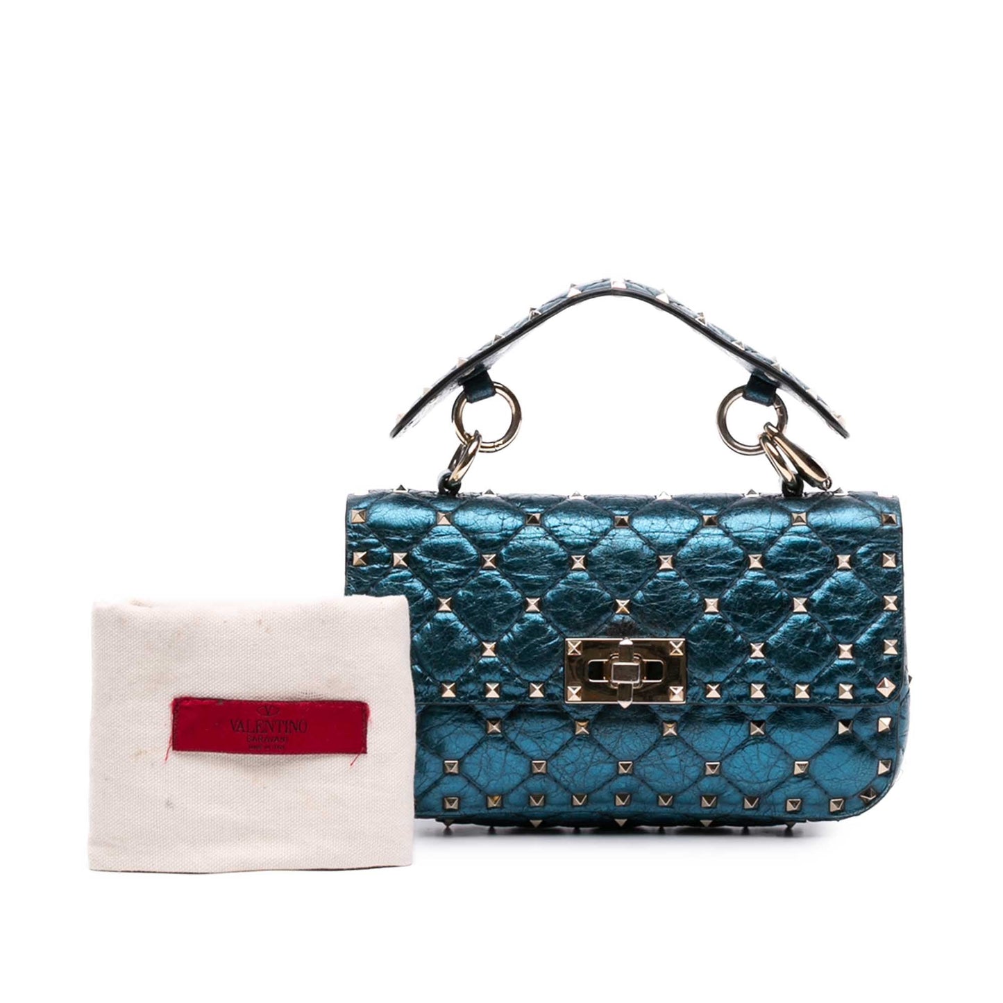 Valentino Small Metallic Lambskin Rockstud Spike Satchel