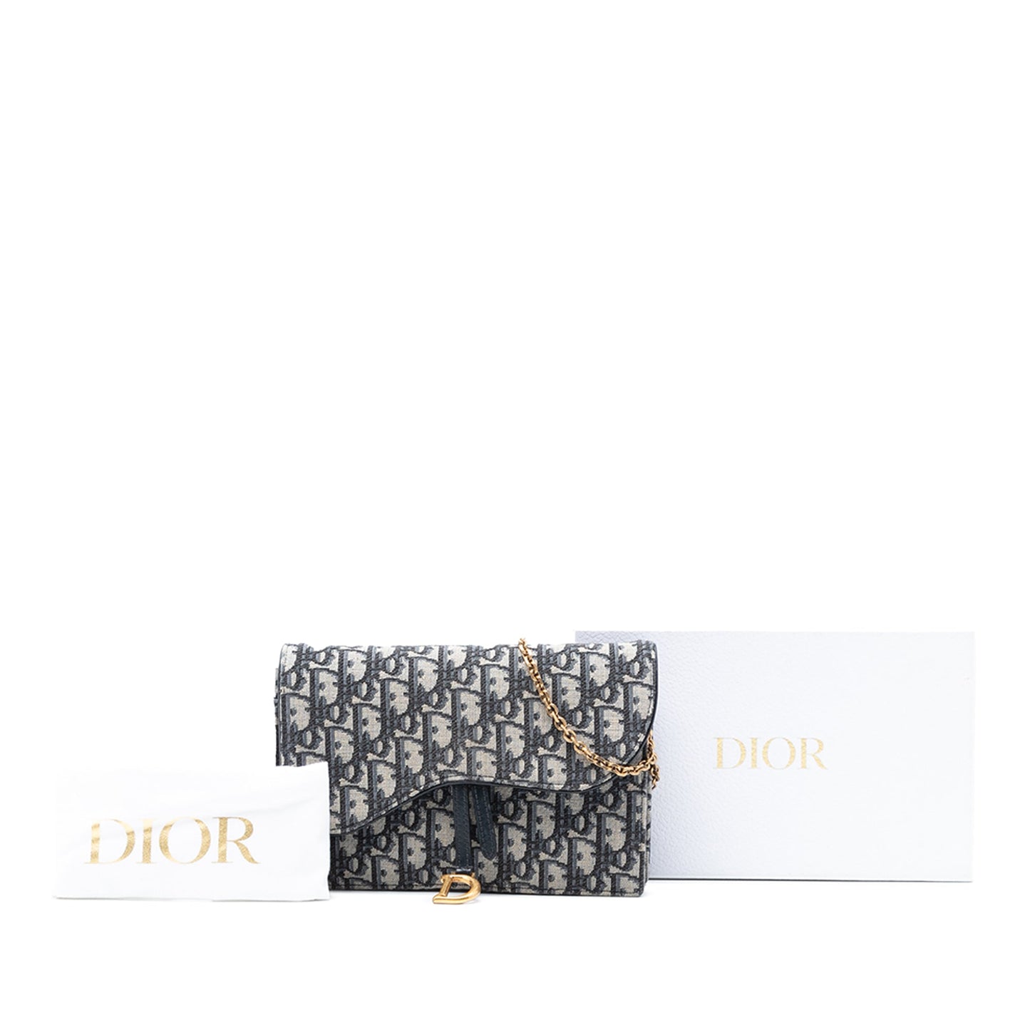 Oblique Canvas Saddle Wallet On Chain