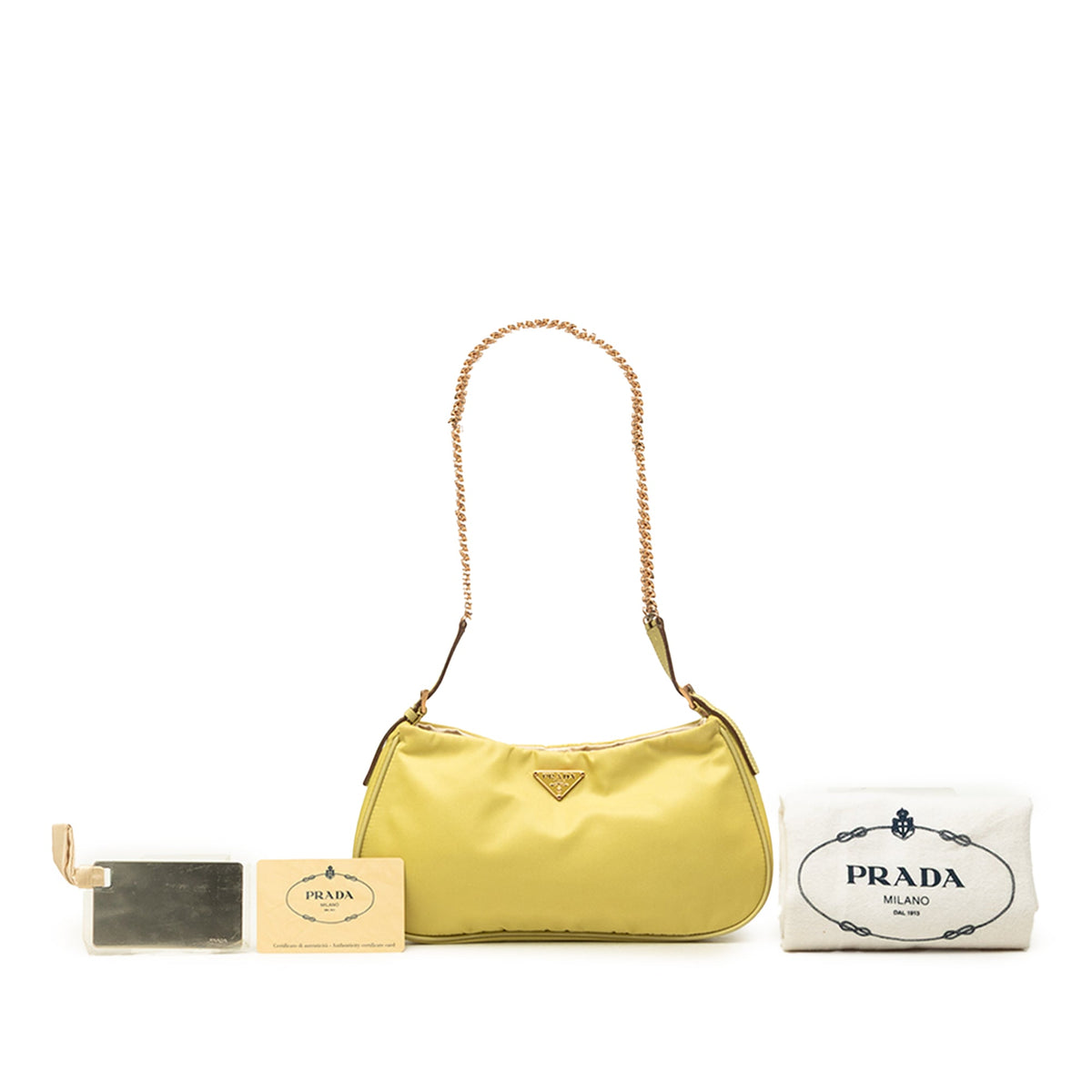Prada Tessuto Chain Shoulder Bag — Yellow