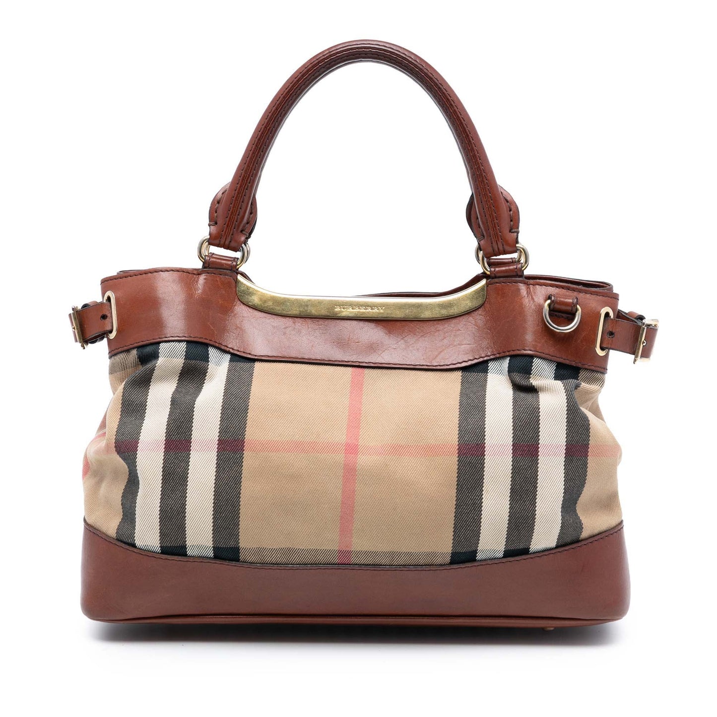 Burberry Small House Check Canvas Bridle Hepburn Satchel