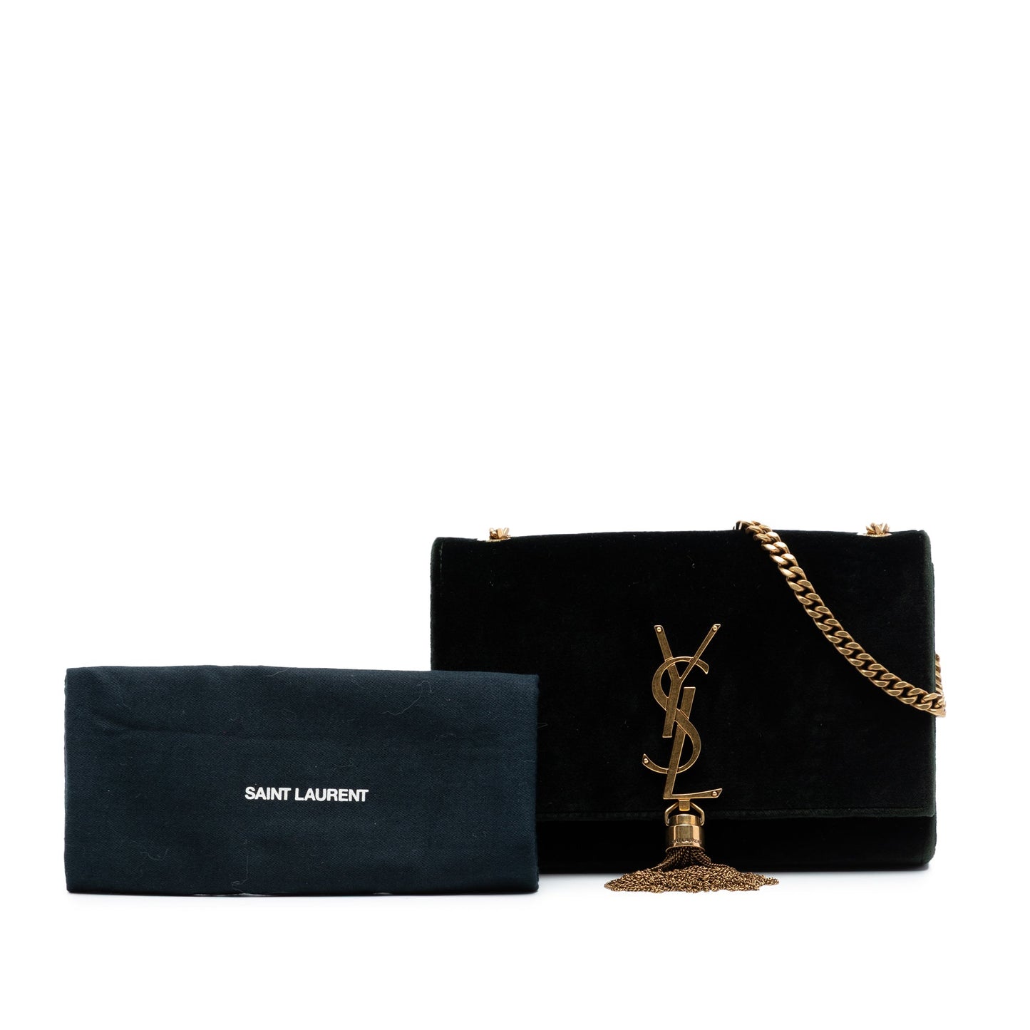 Saint Laurent Small Velvet Monogram Kate Tassel Crossbody