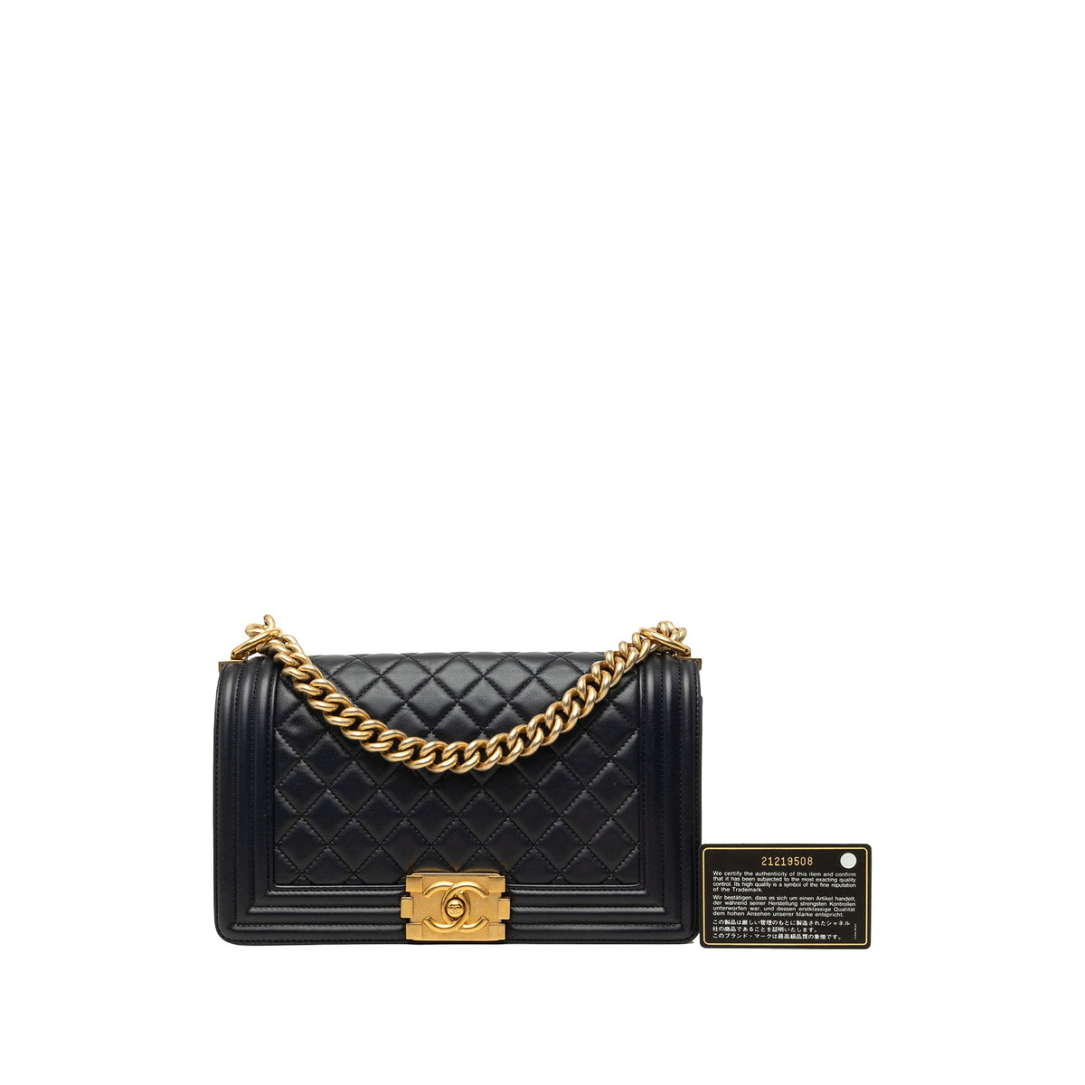 Chanel Old Medium Quilted Lambskin Boy Flap — Black