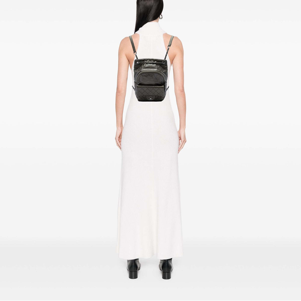 Chanel Small CC Metallic Calfskin Drawstring Flap Backpack — Brown