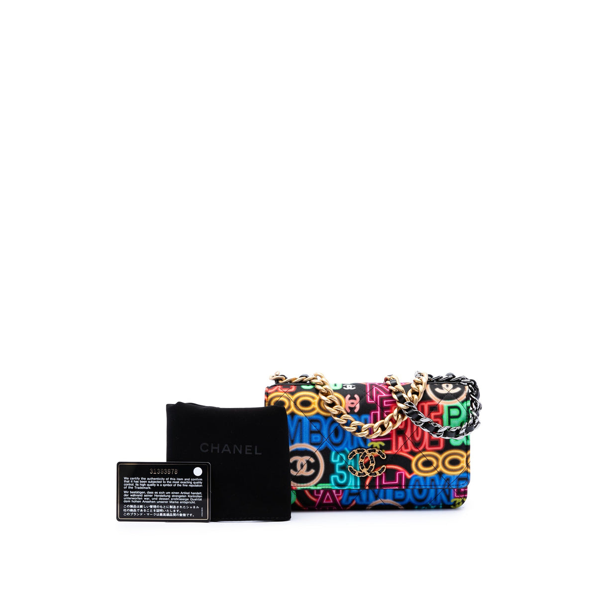 Chanel Printed Nylon Graffiti 19 Wallet on Chain