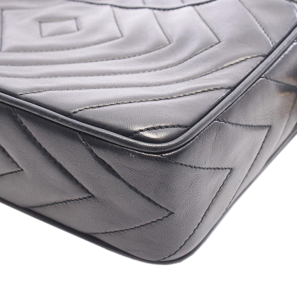 Chanel CC Chevron Quilted Lambskin Tassel Camera Case — Black