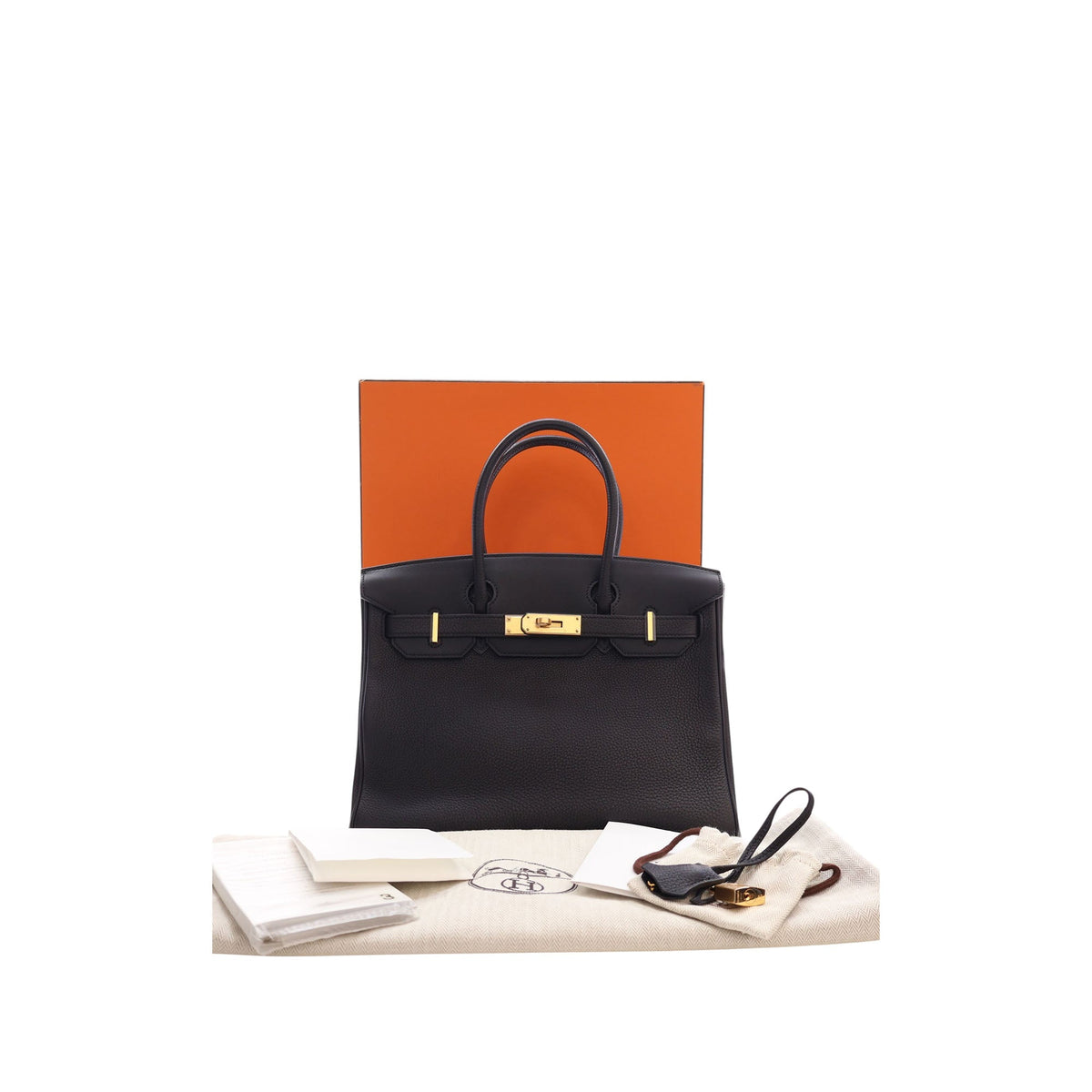 Hermès Togo Swift and Toile 3 in 1 Birkin Retourne 30 — Black