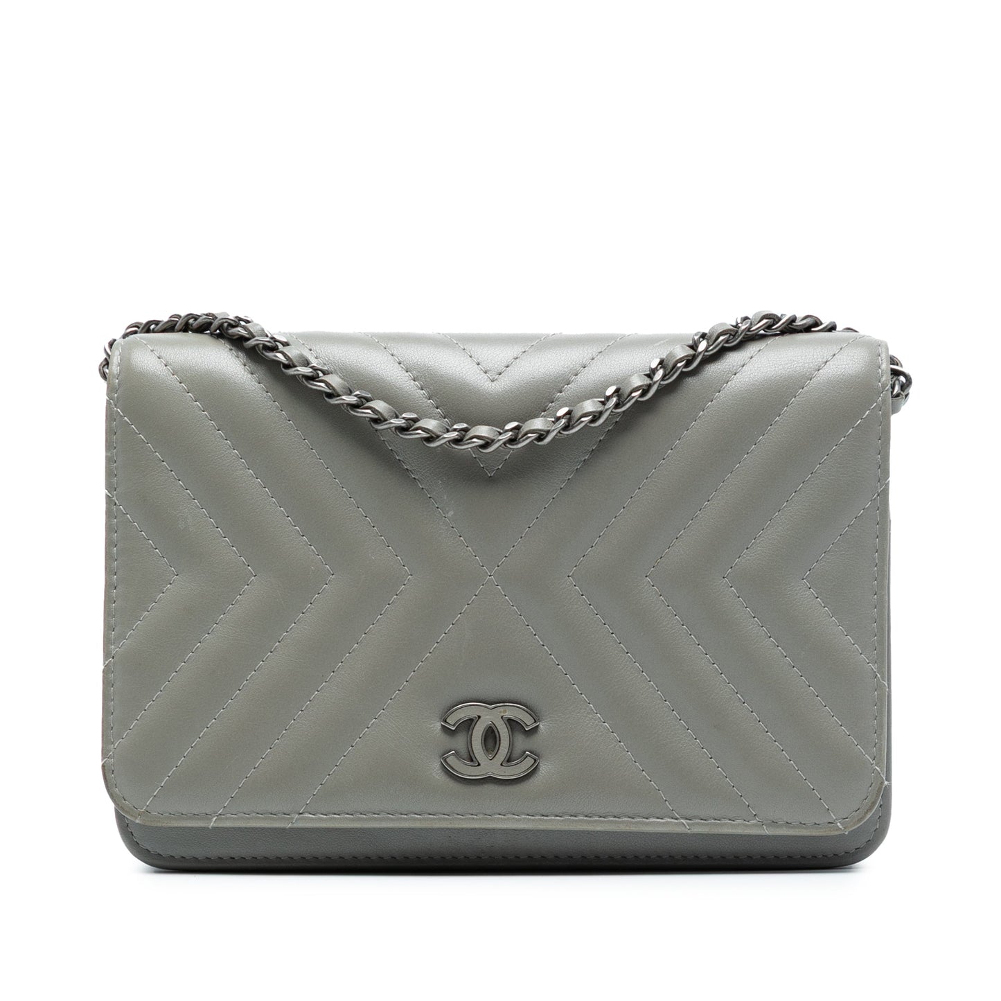 Chanel Diagonal Chevron Calfskin Tassel Wallet On Chain