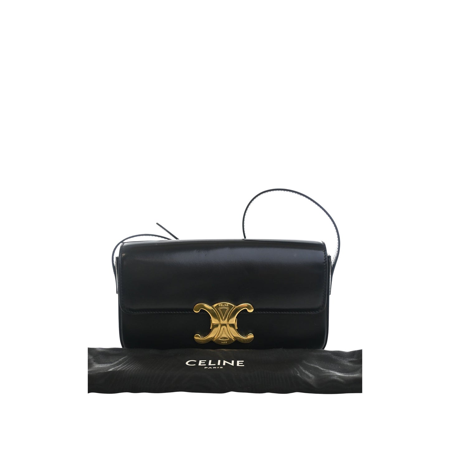 Celine Shiny Calfskin Triomphe Claude Shoulder Bag
