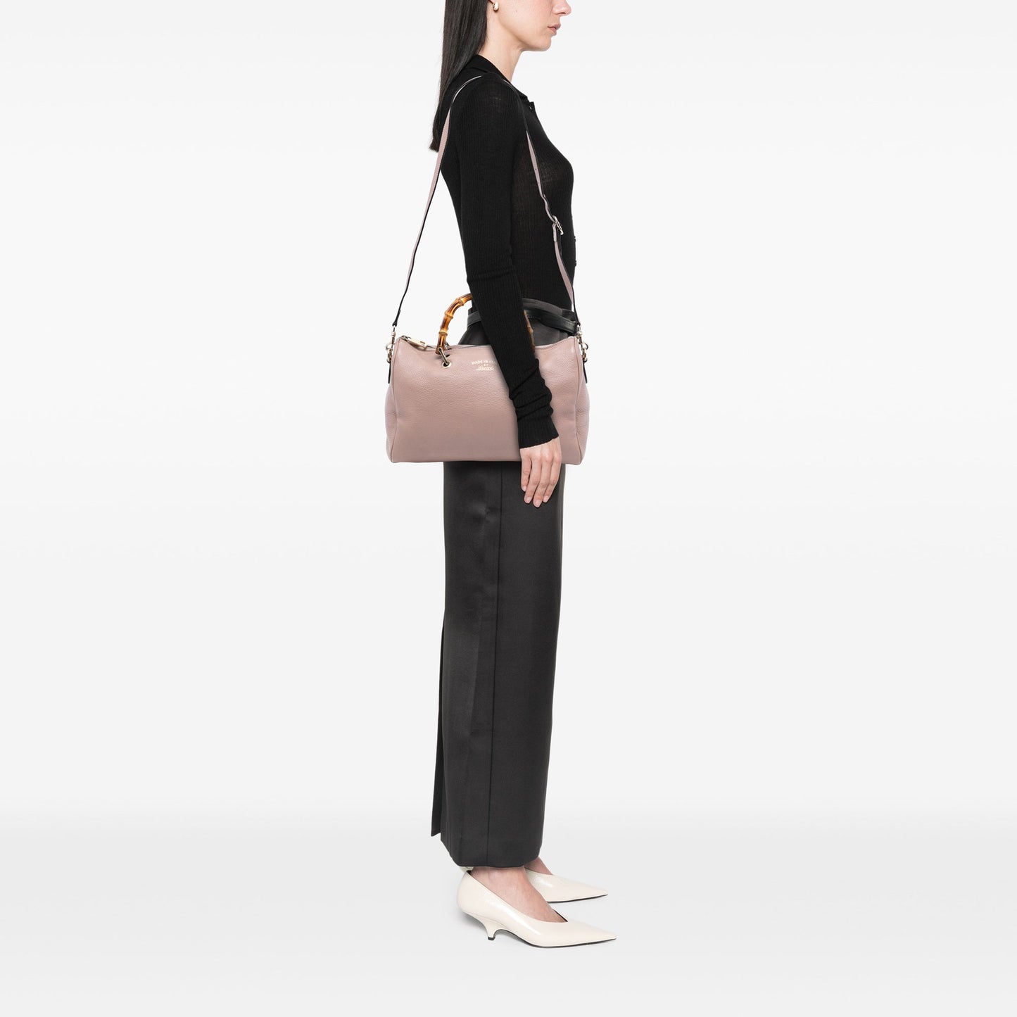 Gucci Medium Calfskin Bamboo Shopper Boston Bag