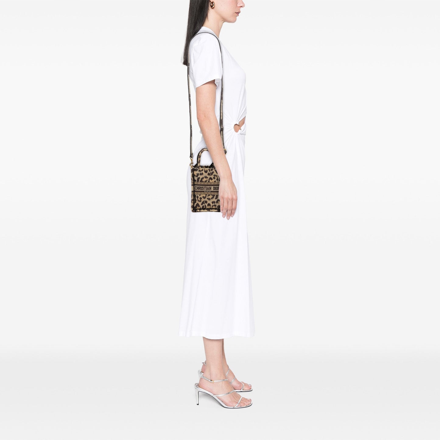 Dior Mizza Mini Embroidered Canvas Leopard Vertical Book Tote