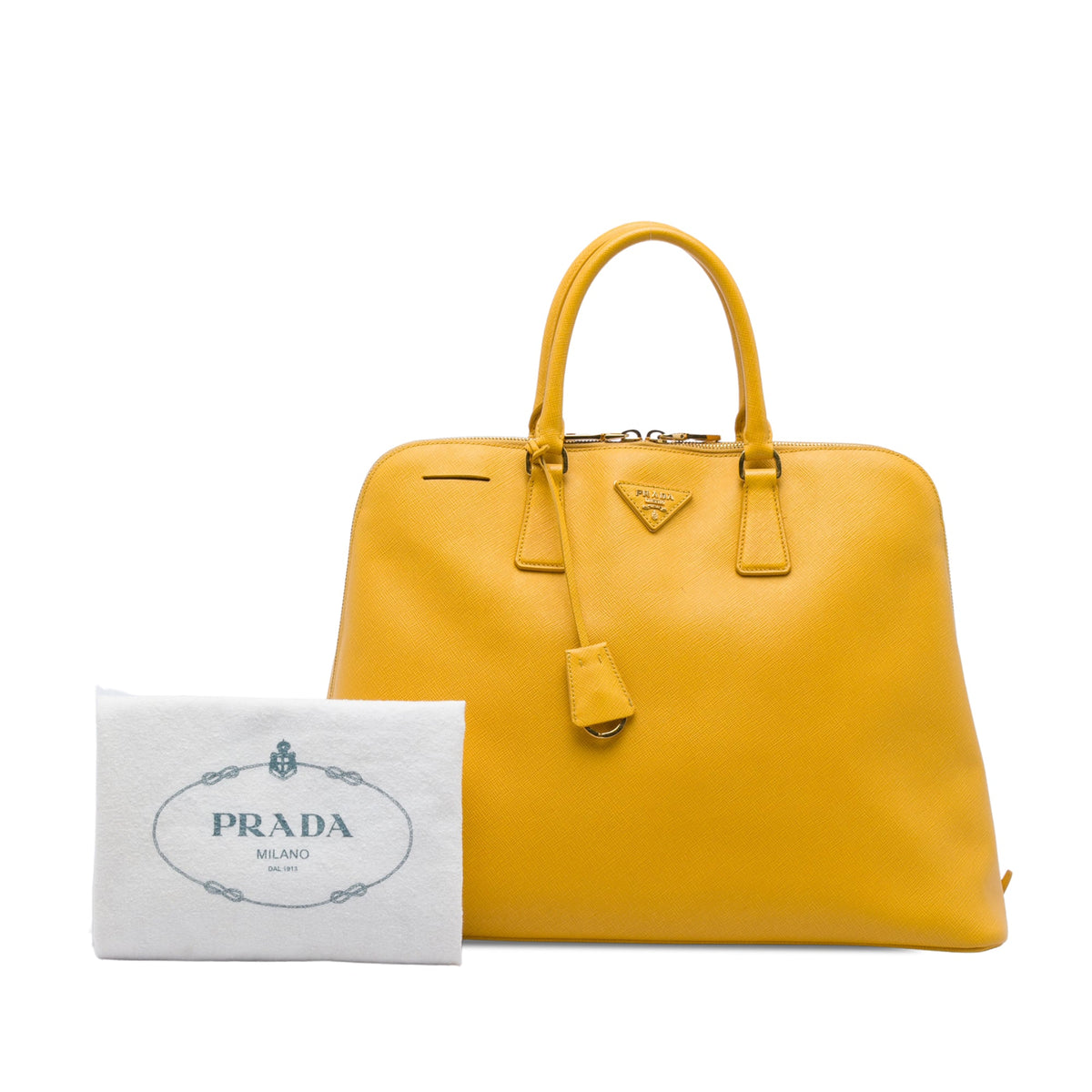 Prada Large Saffiano Lux Promenade Satchel — Yellow