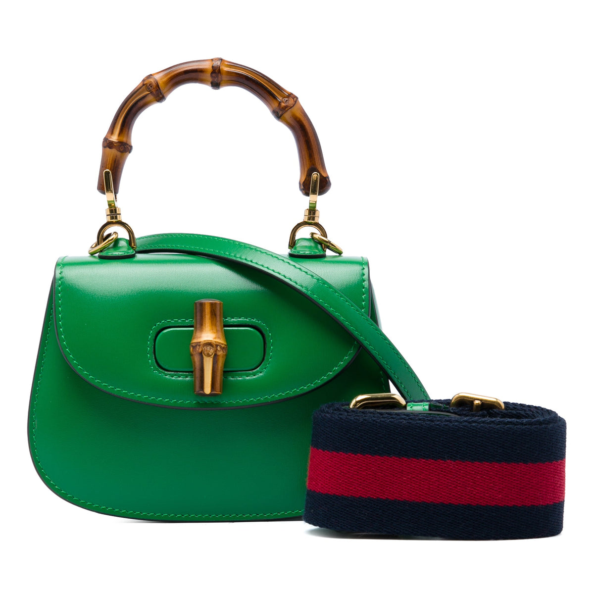 Gucci Mini Calfskin Web 1947 Bamboo Top Handle Bag