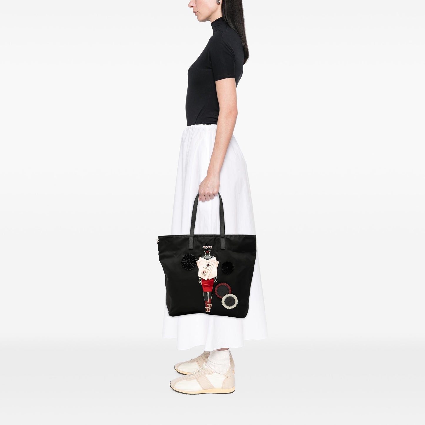 Prada Saffiano Trimmed Tessuto Applique Tote