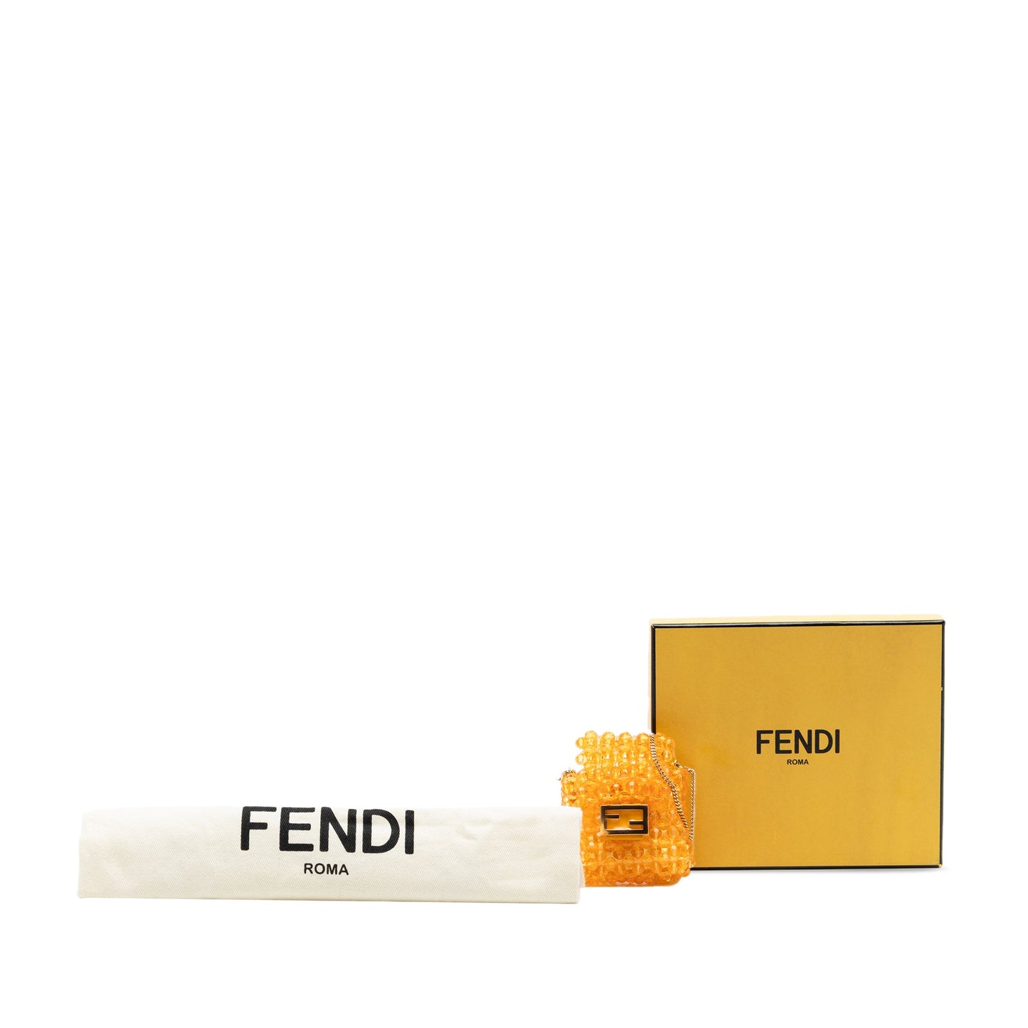 Fendi Mini Glass Vitello King Beaded Pico Baguette Charm