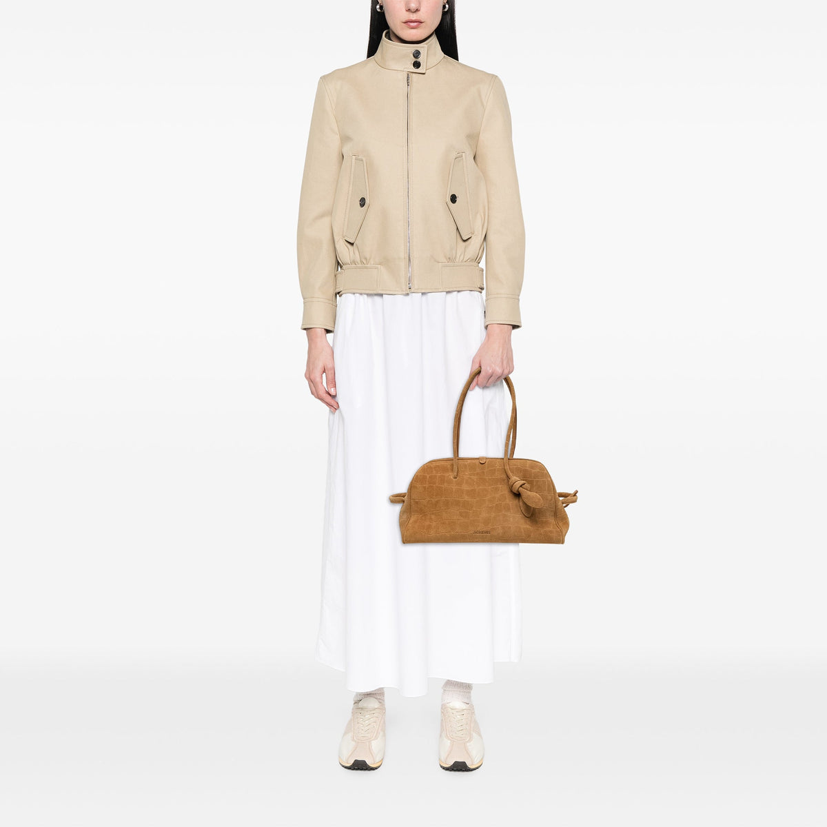 Jacquemus Croc Embossed Suede Le Turismo Bag — Brown