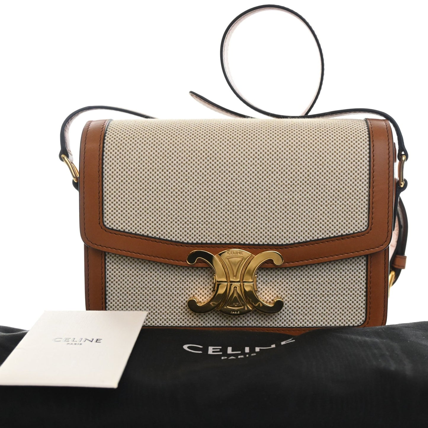 Celine Teen Canvas and Calfskin Triomphe Crossbody