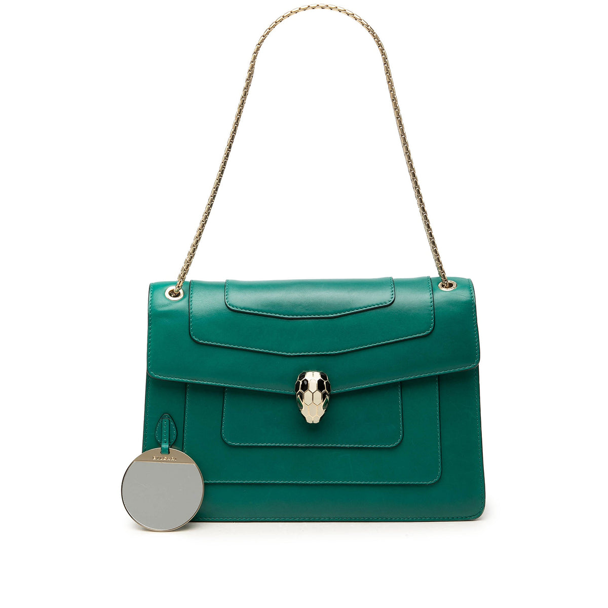 Bvlgari Medium Calfskin Serpenti Forever Shoulder Bag — Green