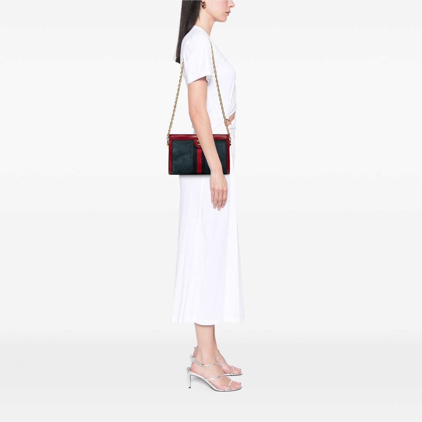 Gucci Small Suede Web Ophidia Chain Crossbody
