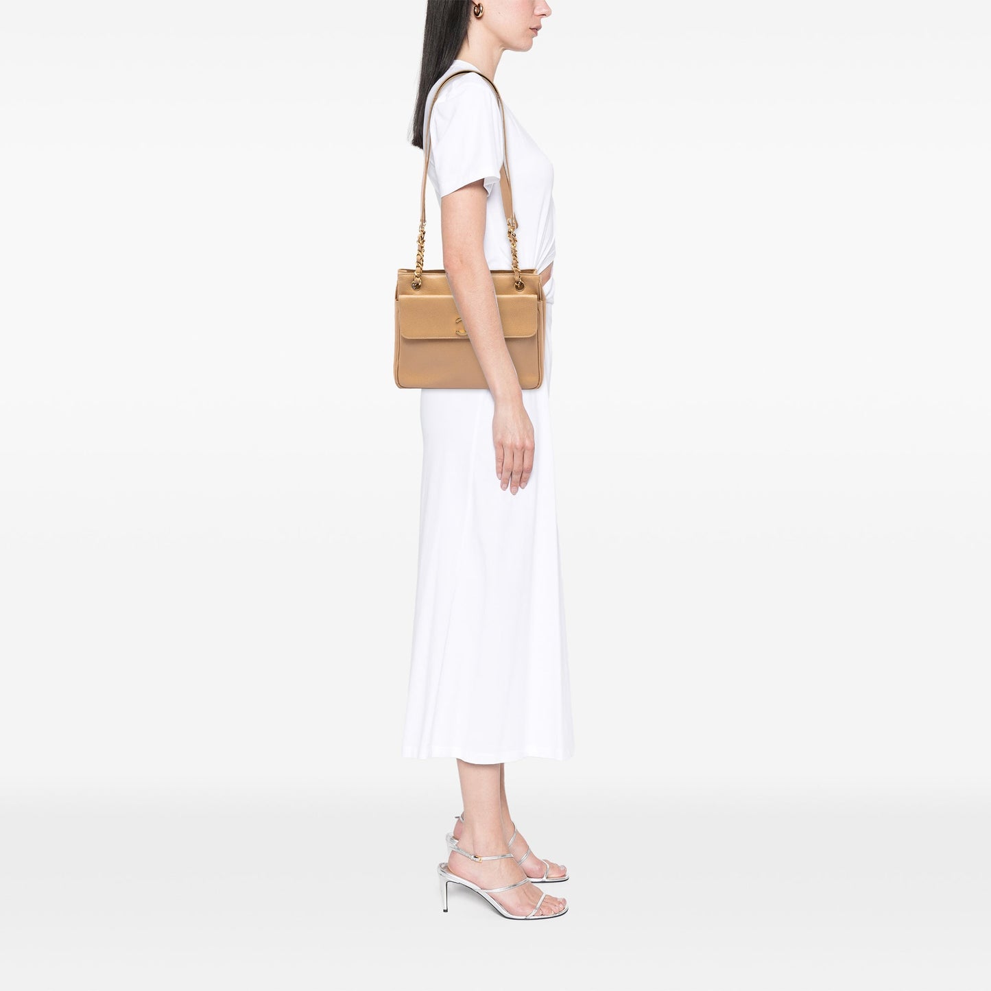 CC Caviar Front Pocket Chain Shoulder Bag