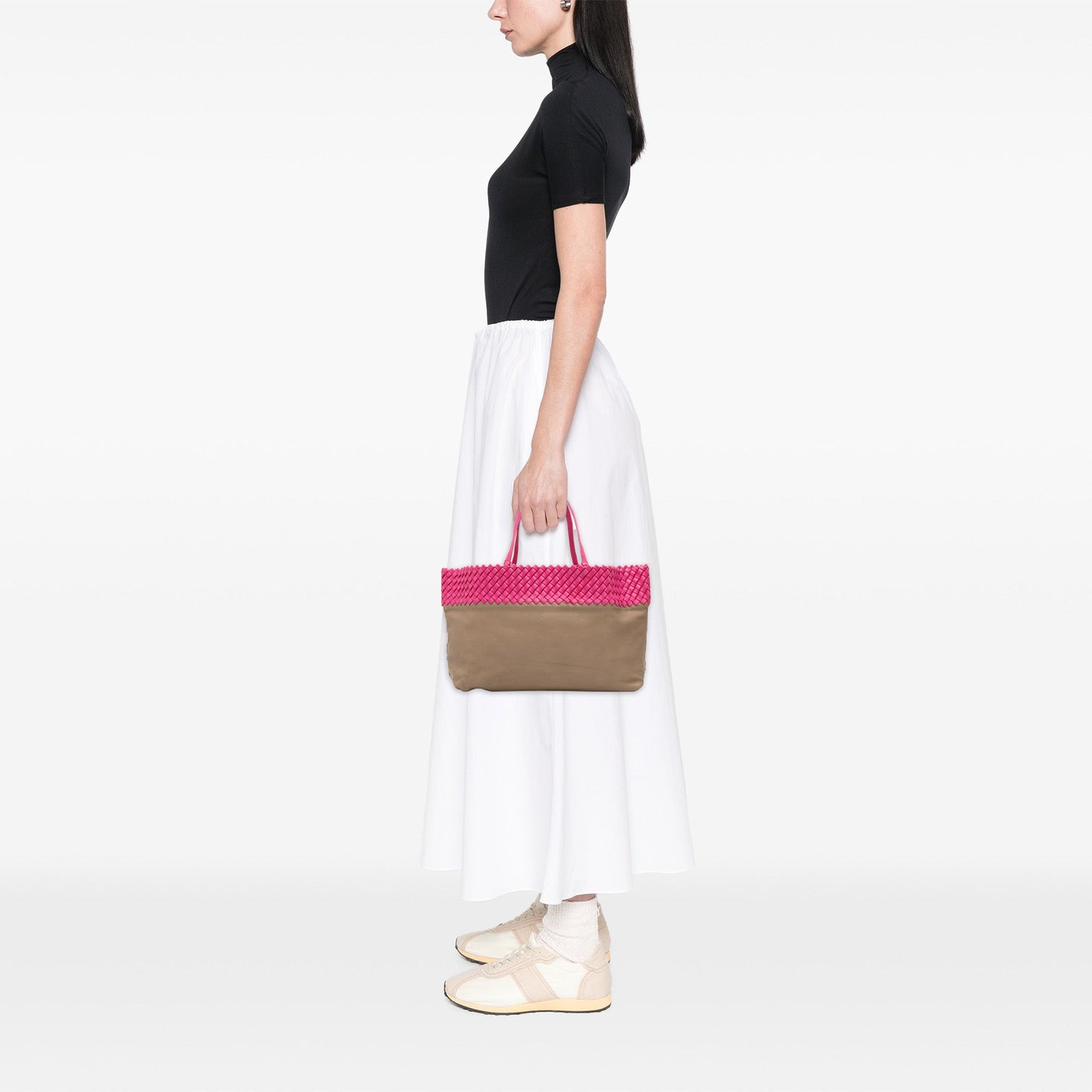 Bottega Veneta Intrecciato Trimmed Bicolor Nappa Tote