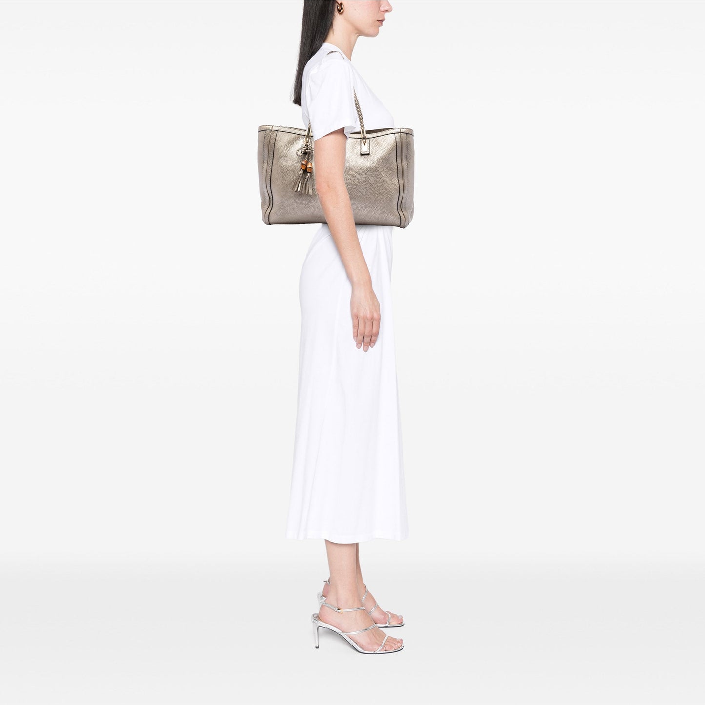 Metallic Grained Leather Bella Tote