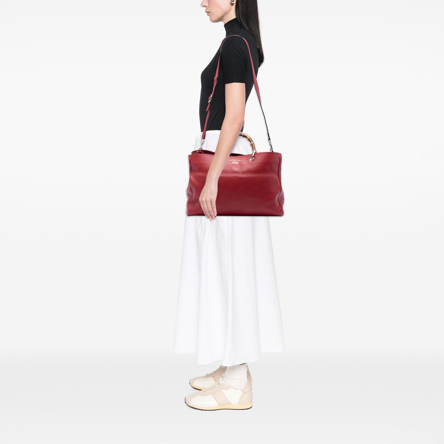 Gucci Large Calfskin Bamboo Shopper Satchel