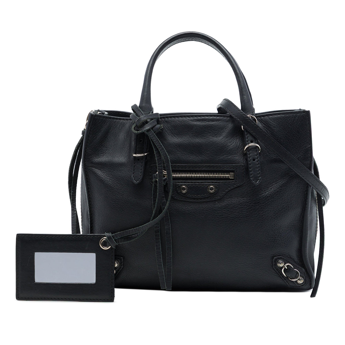 Balenciaga Mini Leather Papier A4 Zip Around Tote — Black