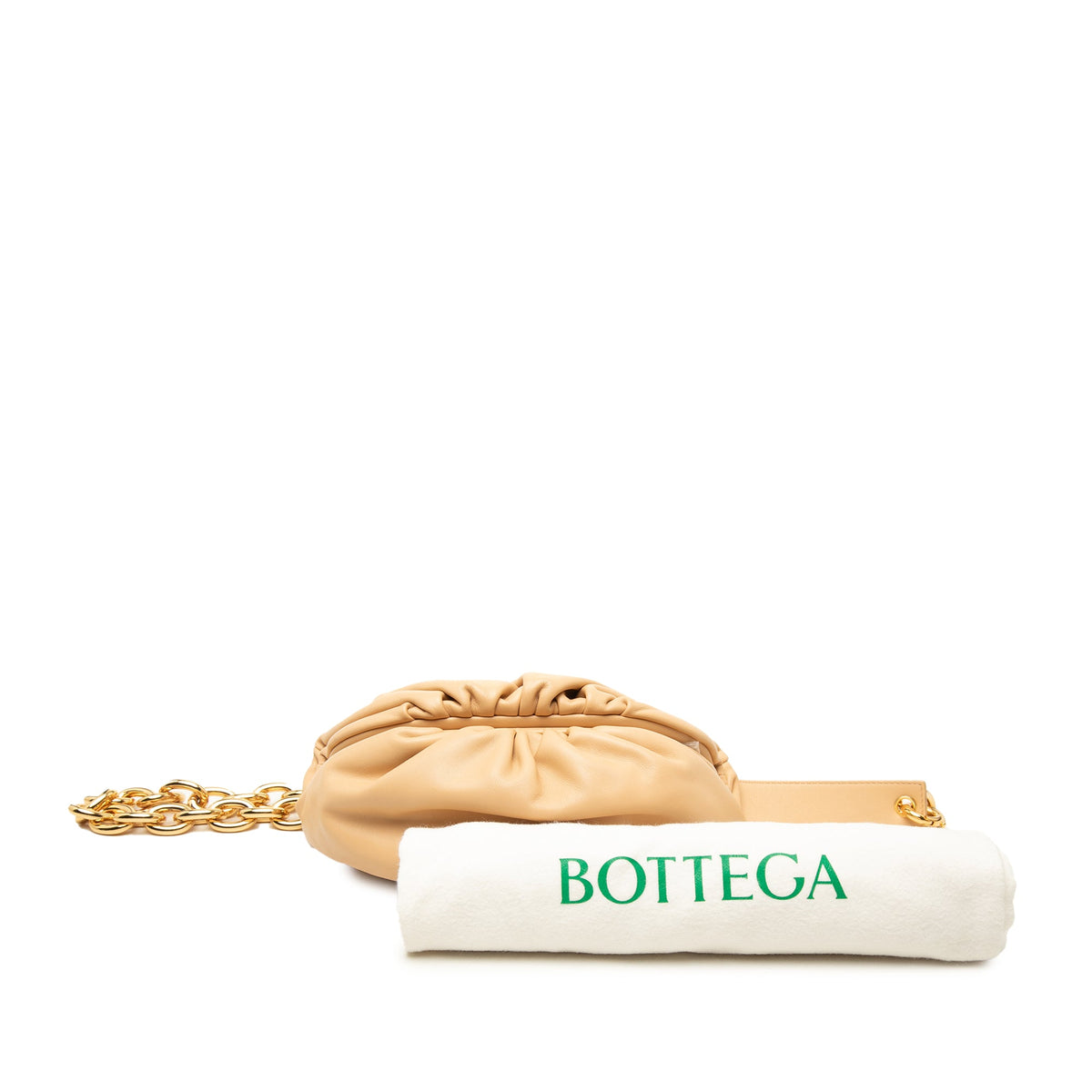Bottega Veneta Lambskin Belt Chain Pouch — Beige