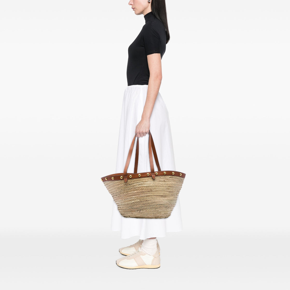 Celine Large Raffia Classic Studded Panier Tote