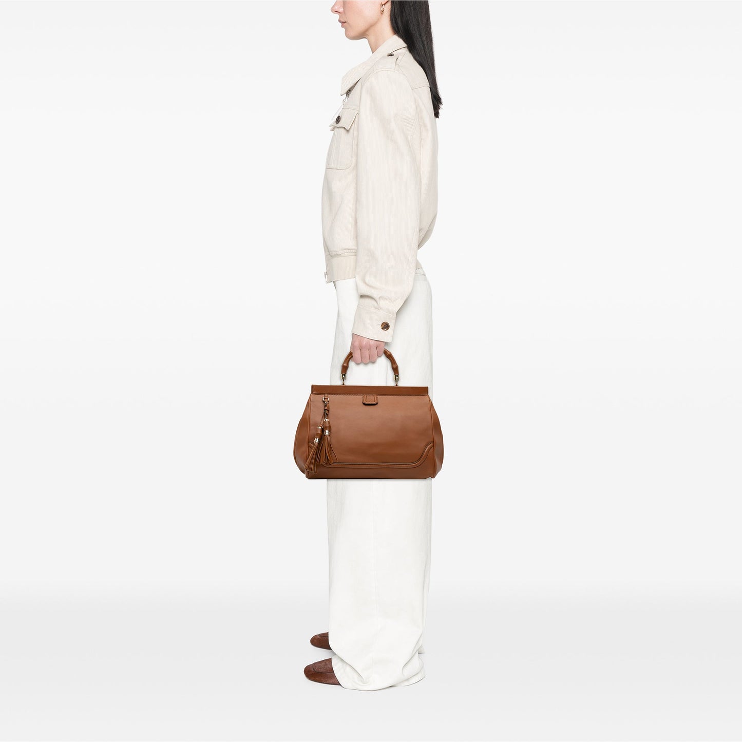 Gucci Medium Calfskin Bold Bamboo Top Handle
