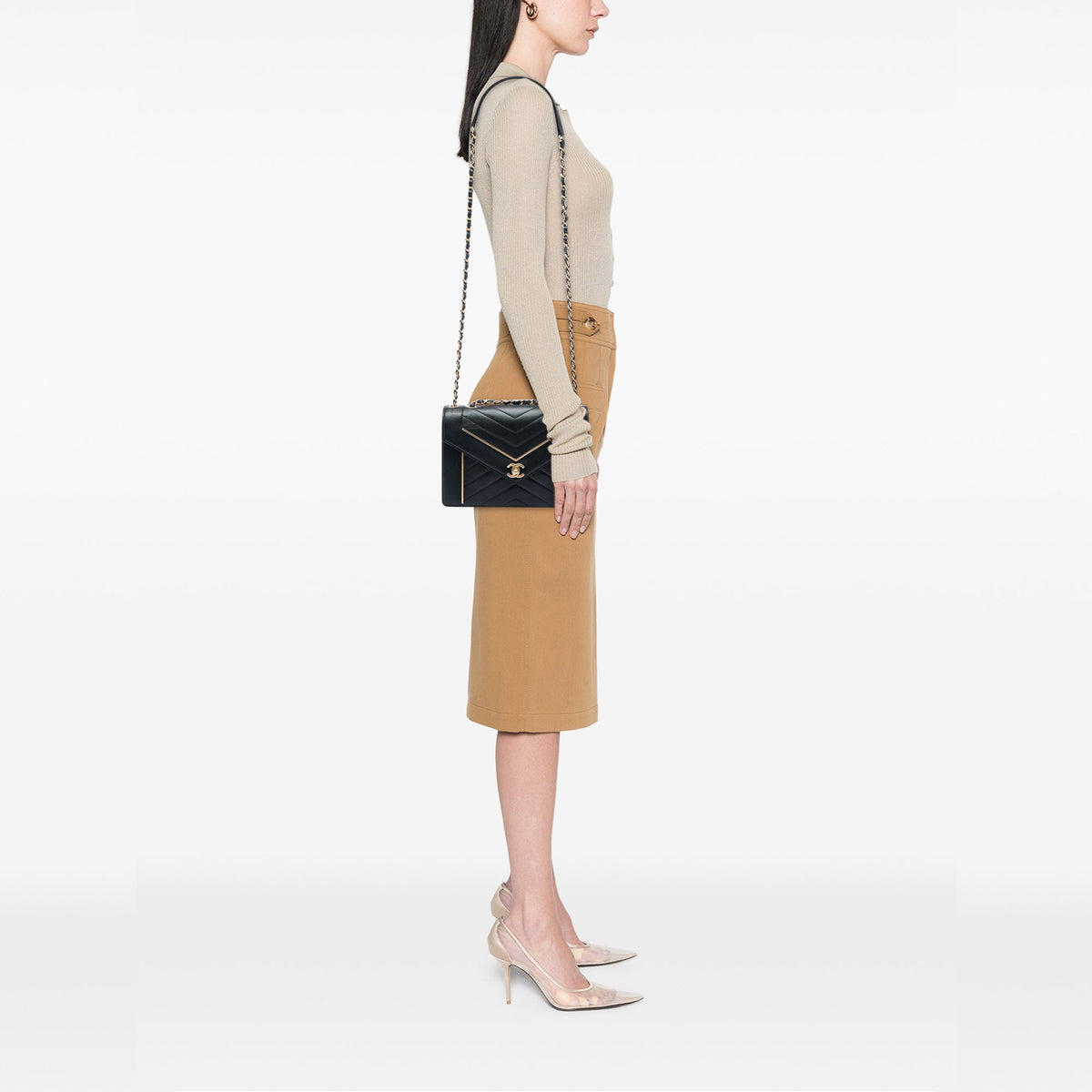 Chanel Medium Reversed Chevron Lambskin Flap