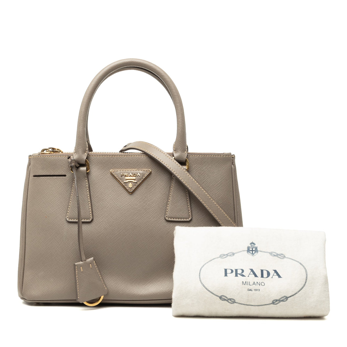 Prada Mini Saffiano Lux Galleria Double Zip Satchel