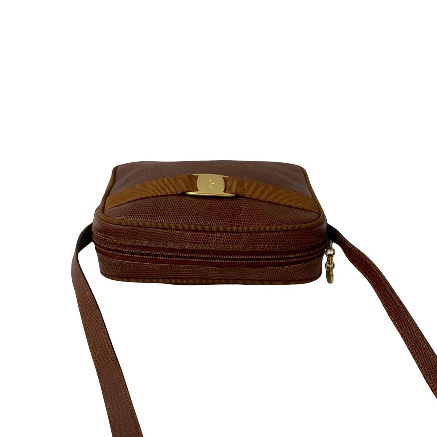 Ferragamo Lizard Embossed Leather Vara Crossbody