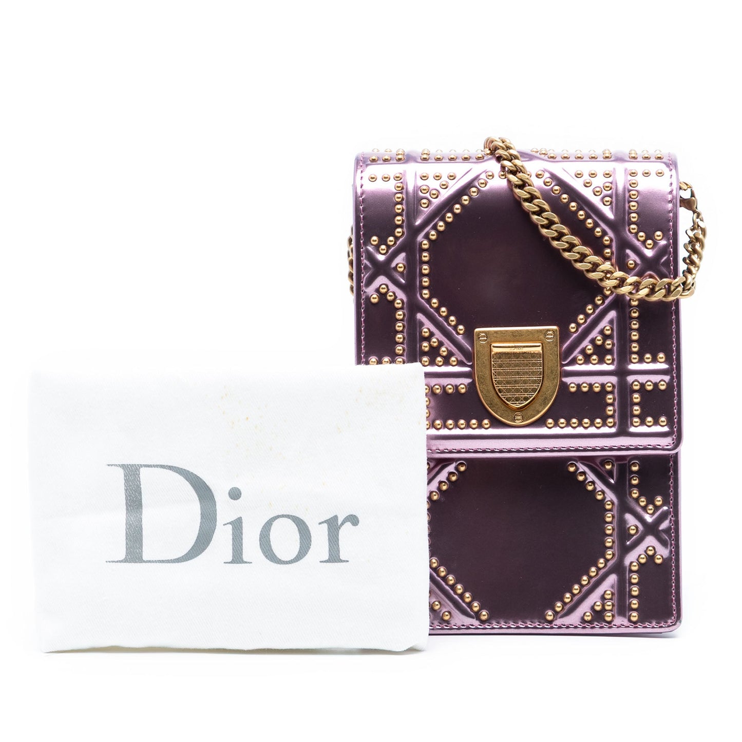 Dior Metallic Studded Calfskin Vertical Diorama