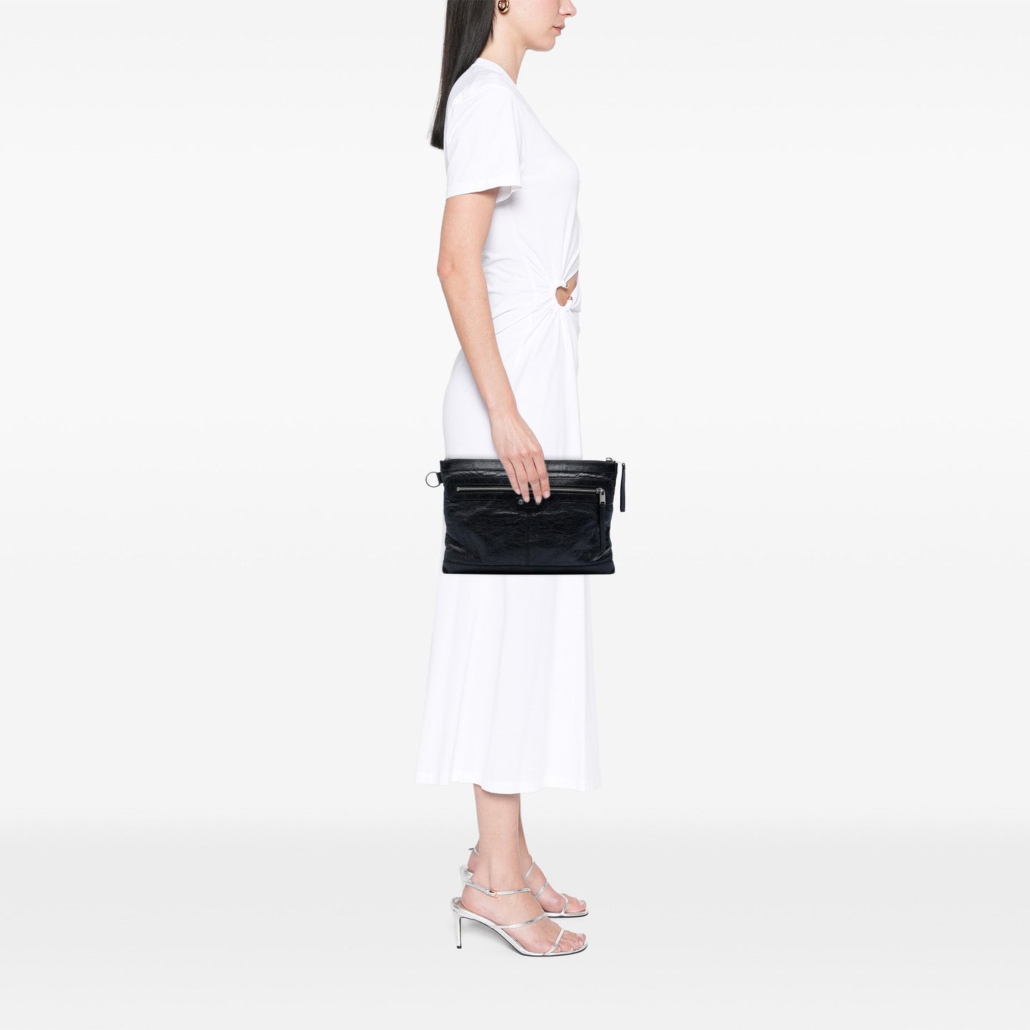 Balenciaga Lambskin Motocross Classic Clip Clutch M