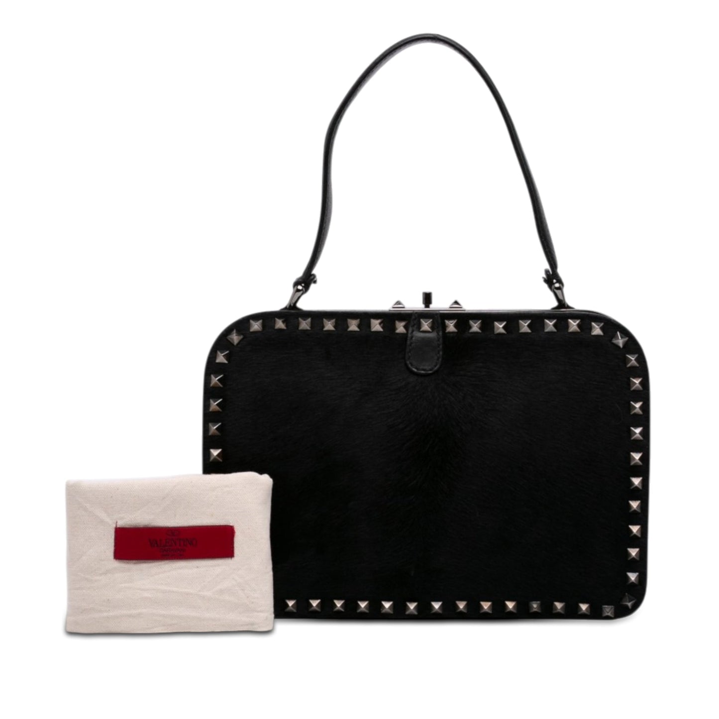 Valentino Pony Hair Rockstud Top Handle Bag