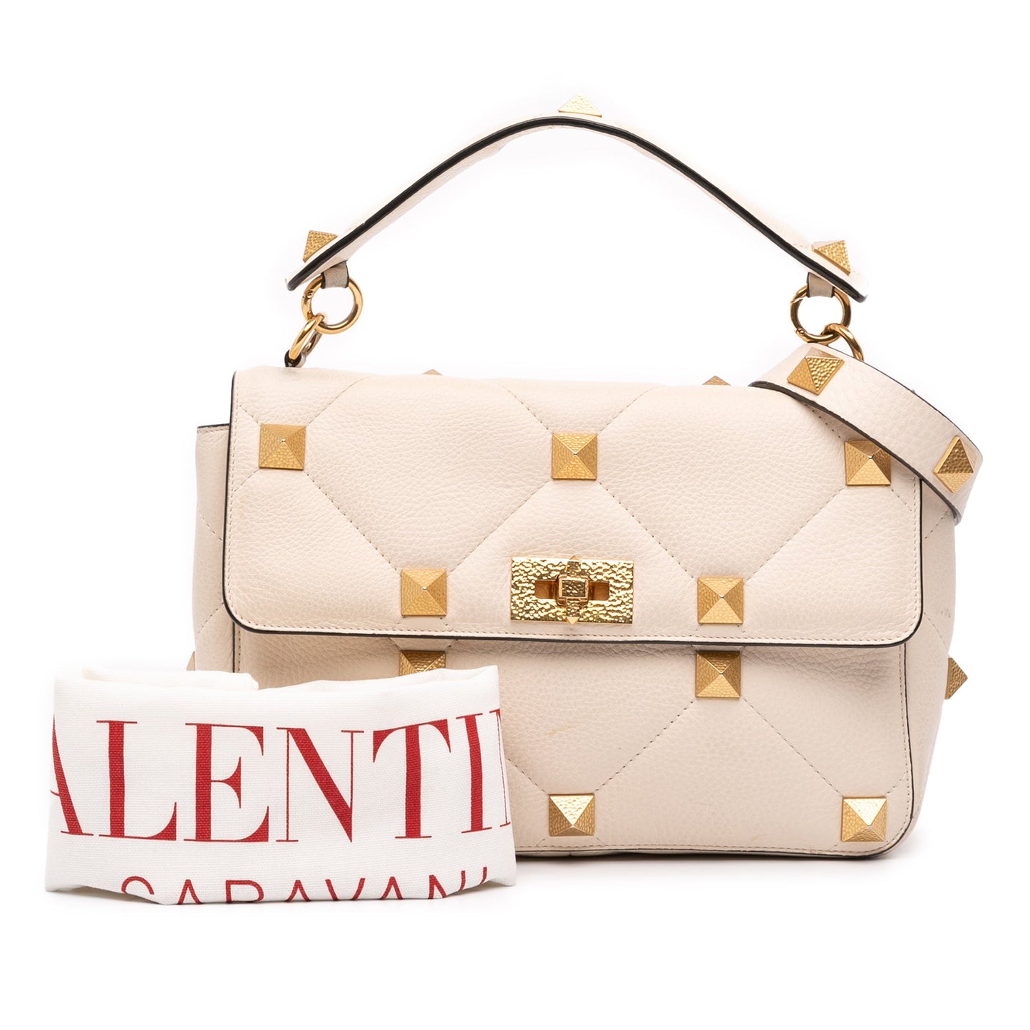 Valentino Large Grained Calfskin Roman Stud Satchel