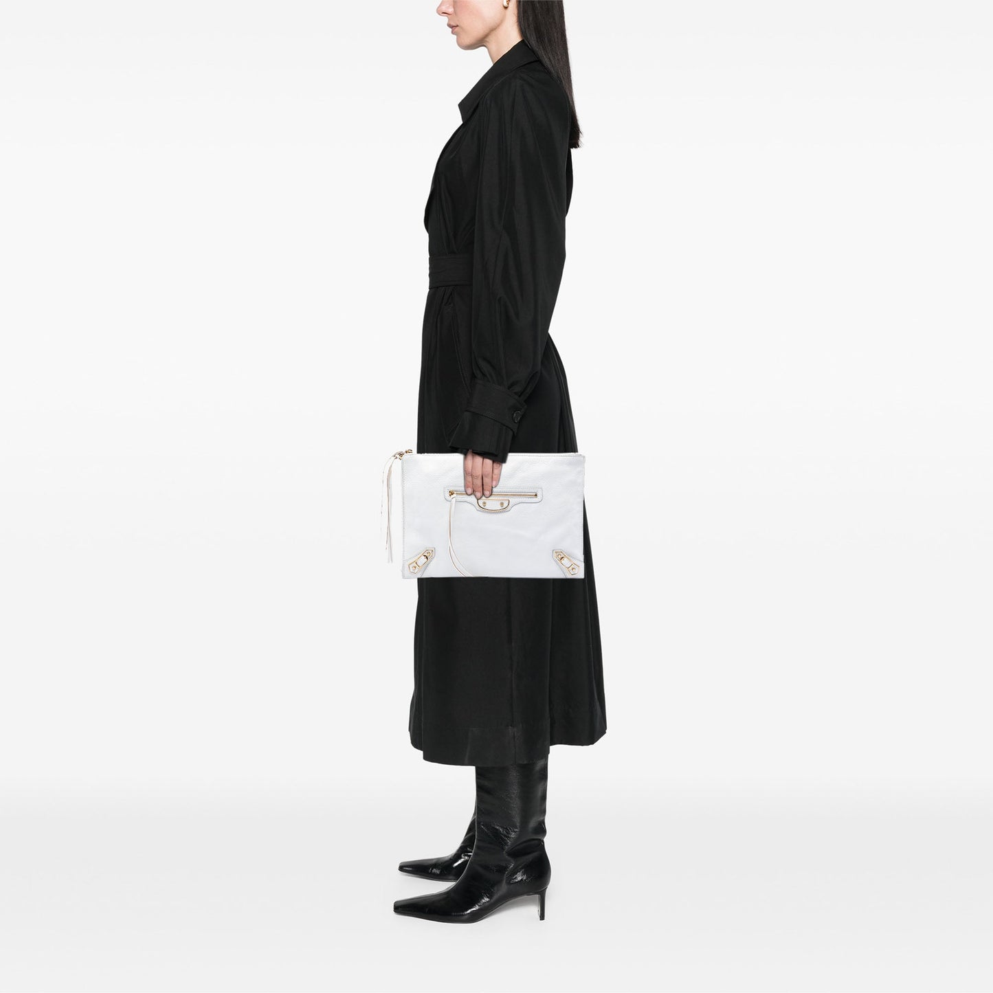 Balenciaga Goatskin Motocross Classic Metallic Edge Clutch