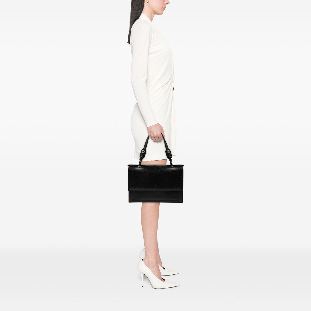 Gucci Grained Calfskin Top Handle Bag