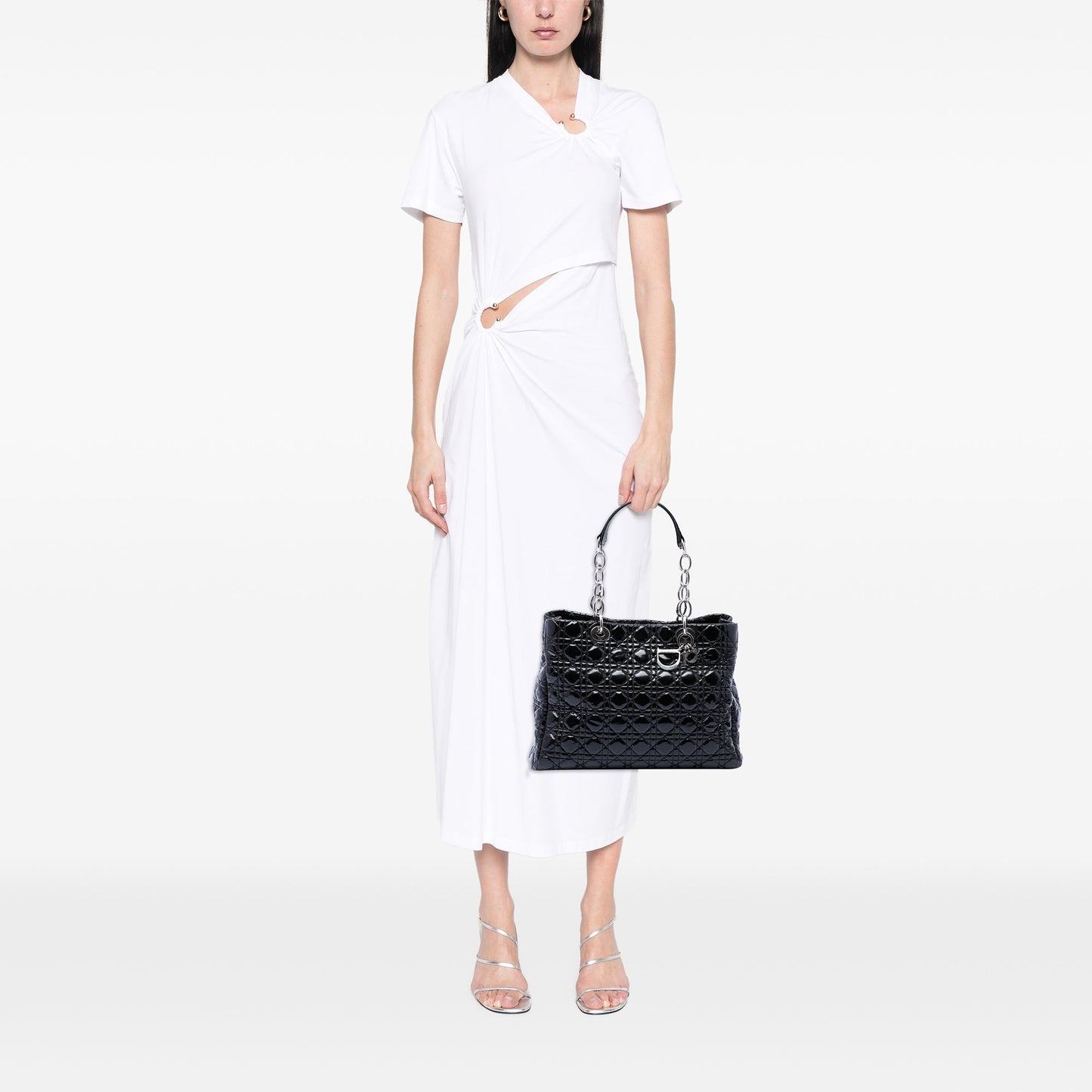 Dior Large Patent Cannage Lady Dior Soft Shopping Tote