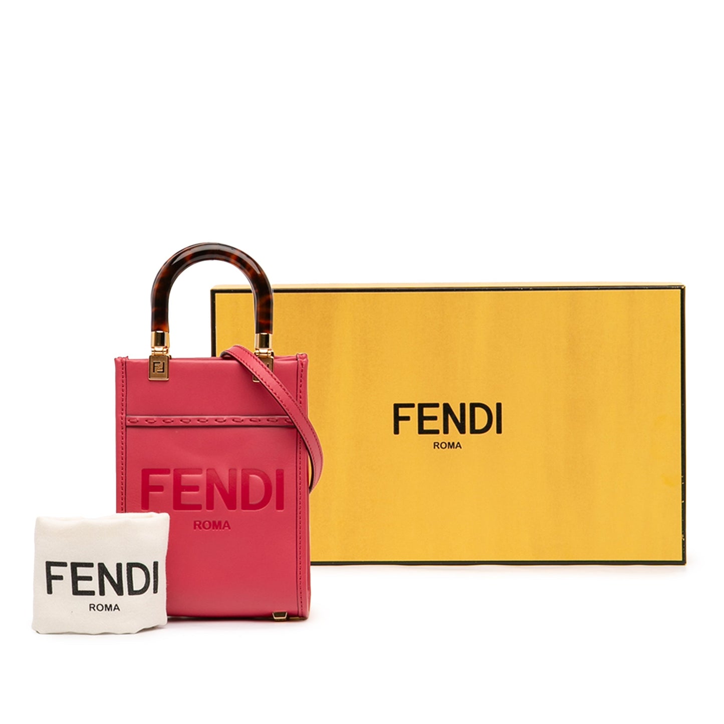 Fendi Mini Leather Sunshine Shopper Tote