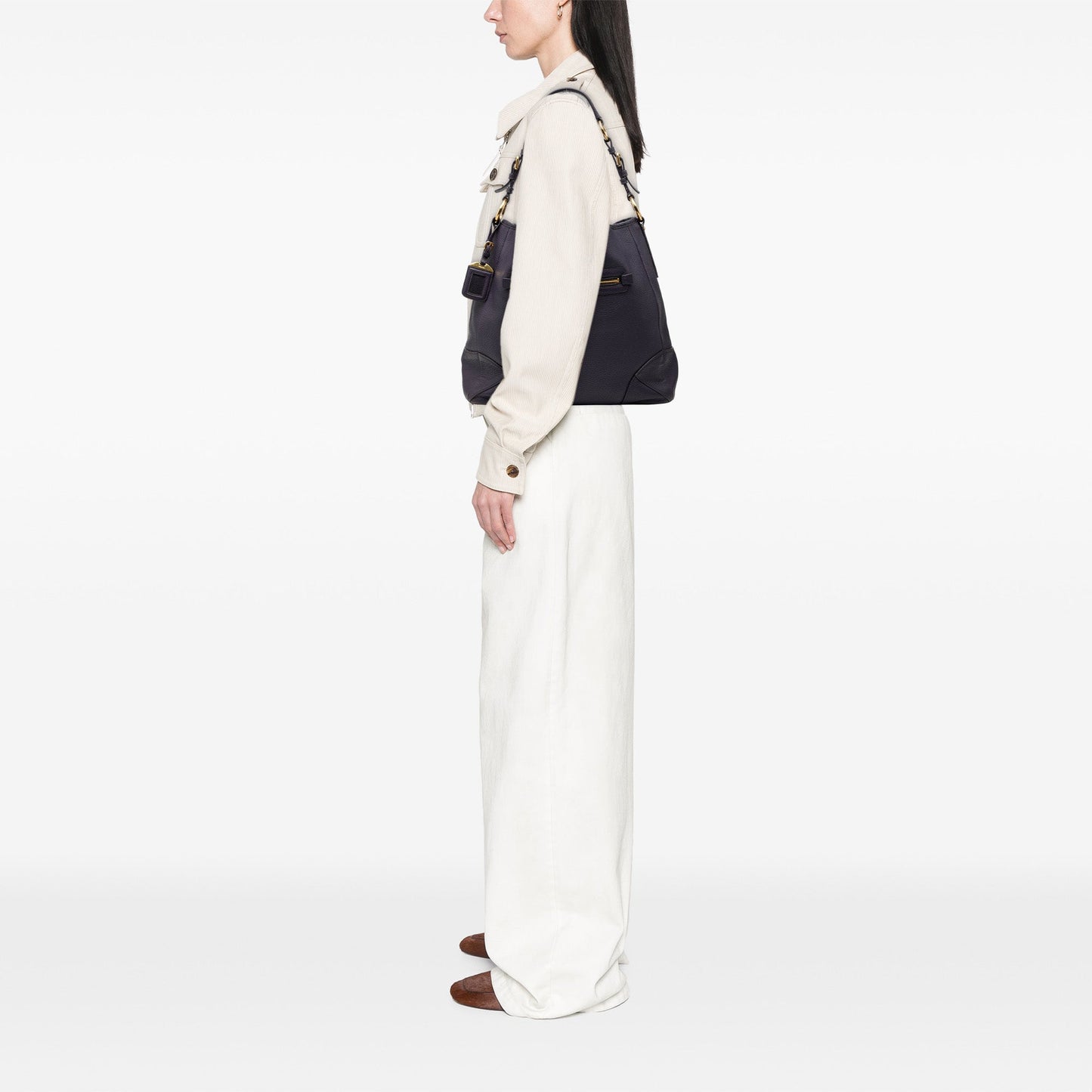 Prada Vitello Daino Front Zip Hobo