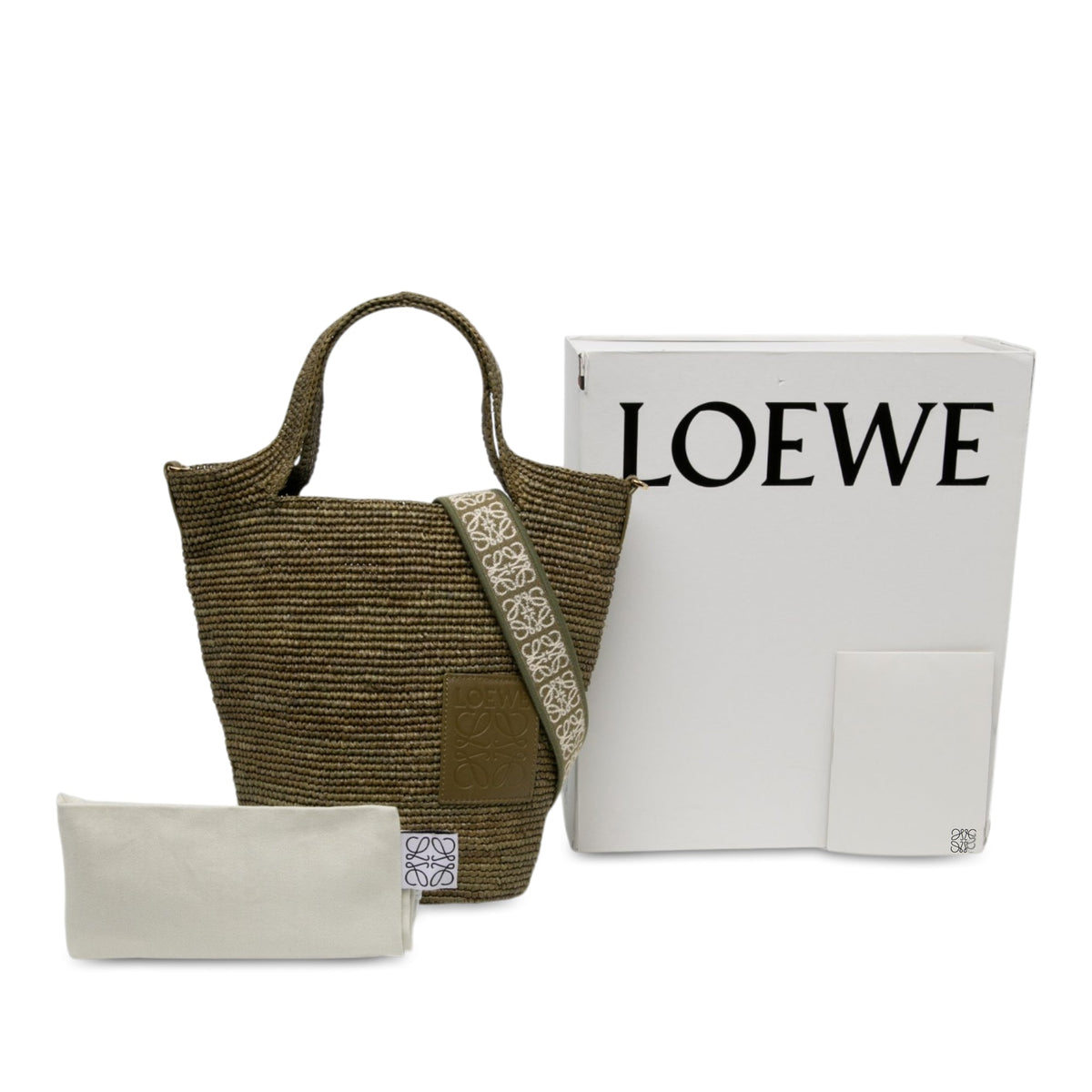 LOEWE Mini Raffia Slit Satchel — Green