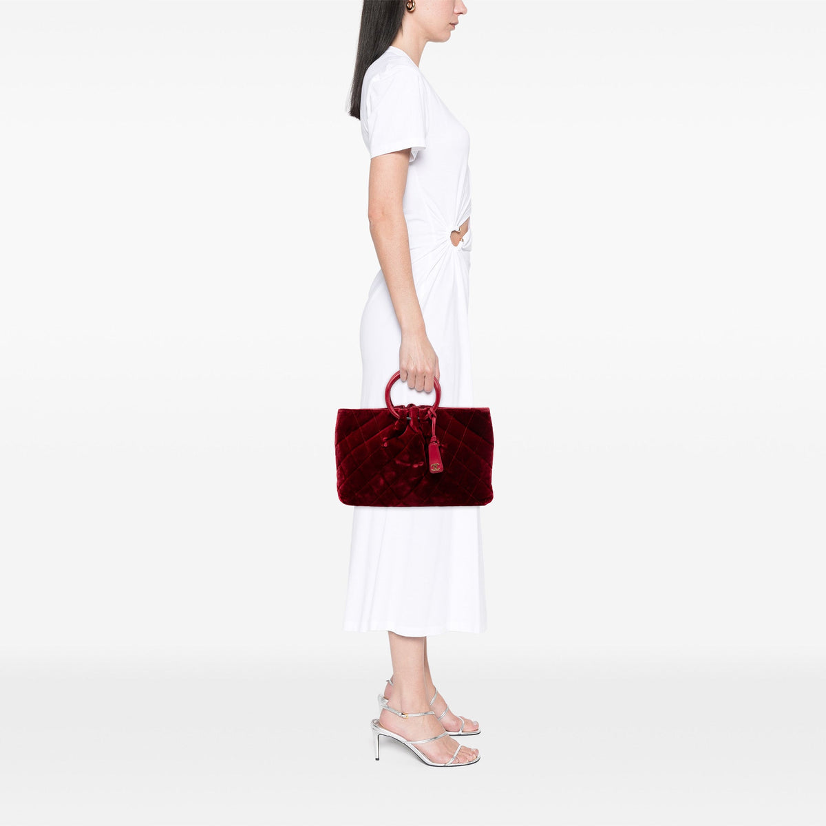 Chanel CC Quilted Velvet Top Handle Bag