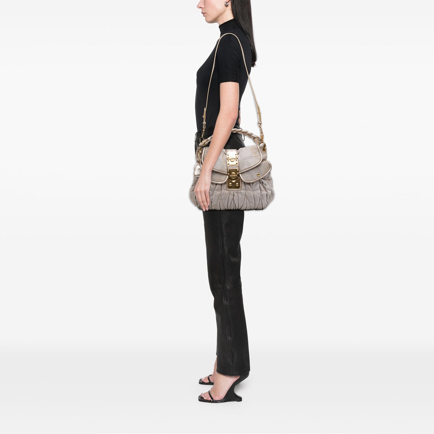 Miu Miu Matelasse Canvas Coffer Satchel