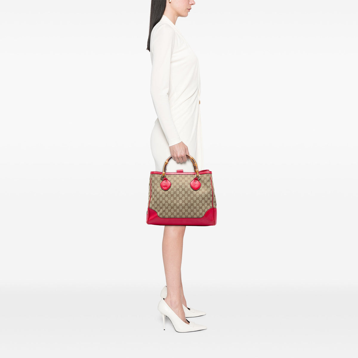 Gucci GG Canvas Bamboo Diana Tote