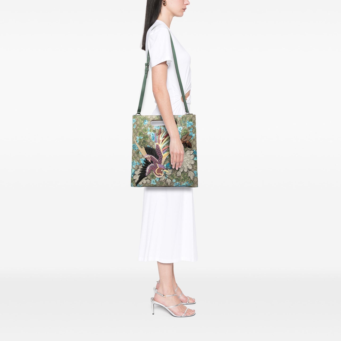 Gucci GG Supreme Embroidered Linea C Blooms XL Tote
