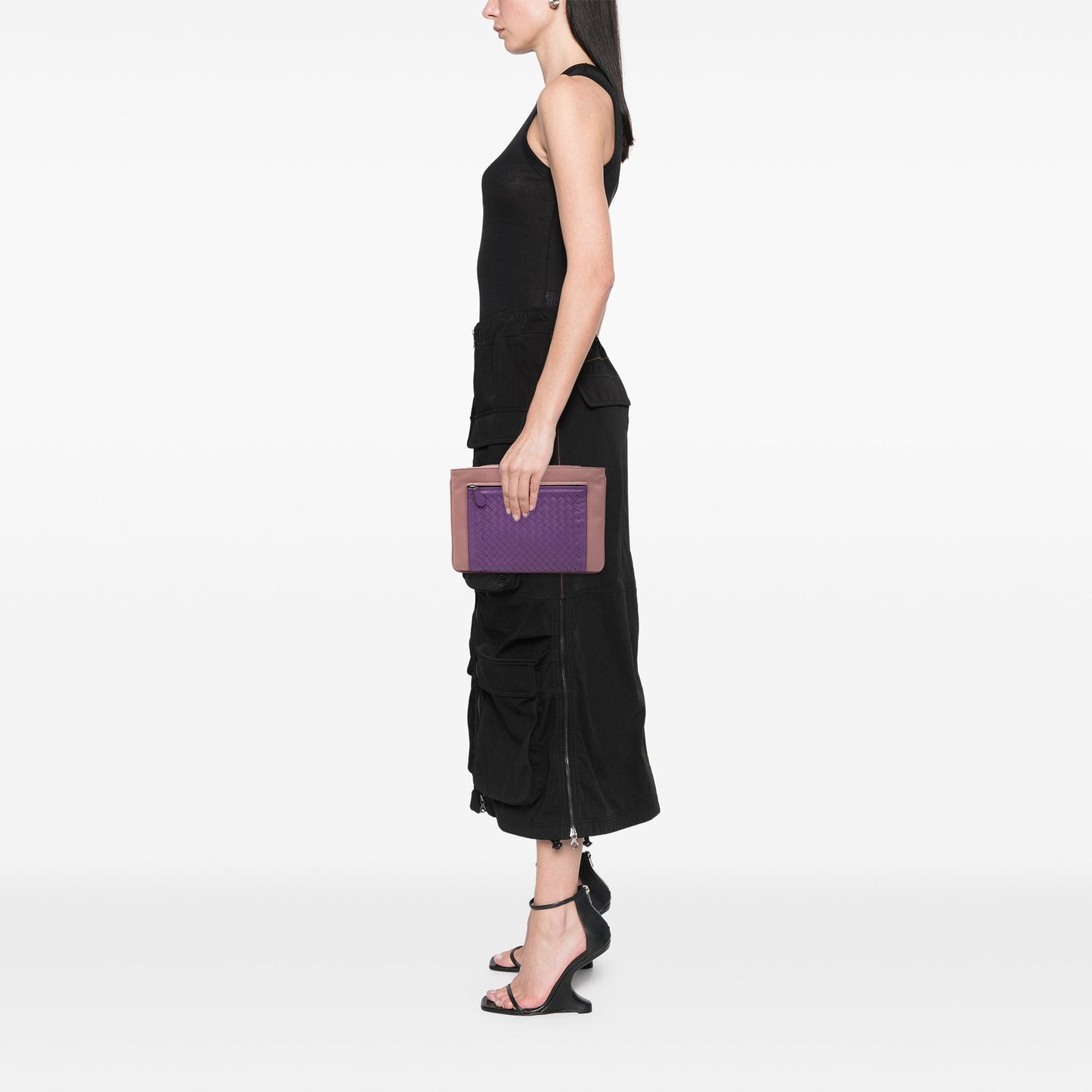 Bottega Veneta Bicolor Nappa Intrecciato Wristlet Clutch