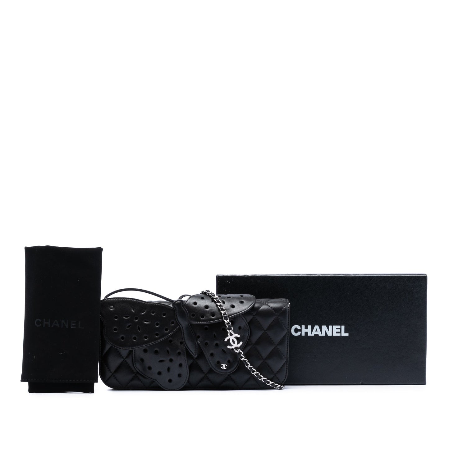 Quilted Lambskin Butterfly Clutch With Chain